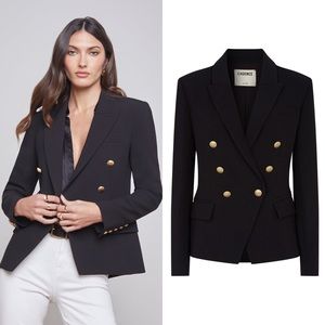 L'AGENCE Black Blazer with Gold Buttons